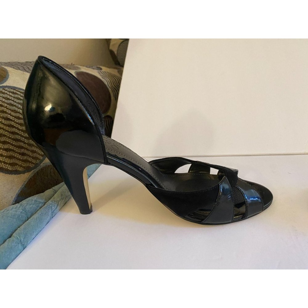 Franco Sarto black patent suede shoes heels